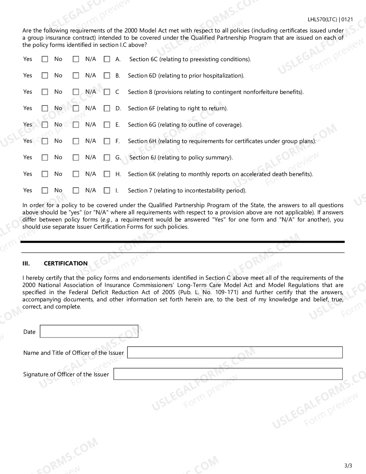 Preview Long-Term Care Partnership Program Insurer Certification Form