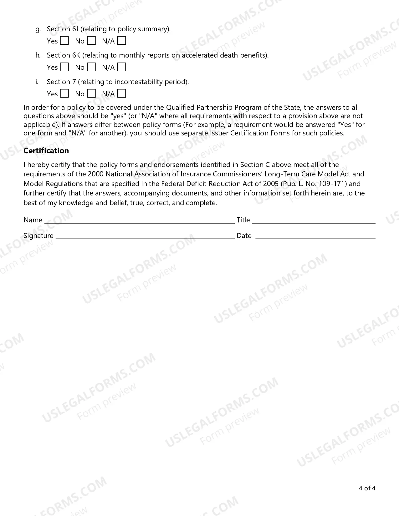 Preview Long-Term Care Partnership Program Insurer Certification Form