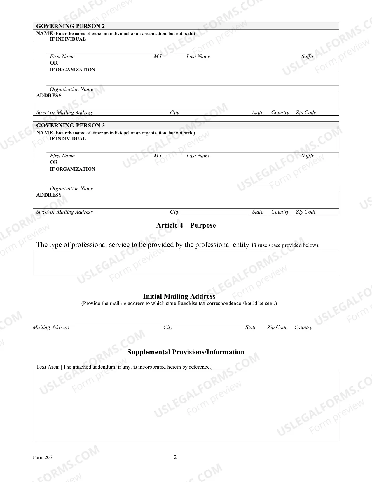 Preview Certificate of Formation-Professional Limited Liability Company