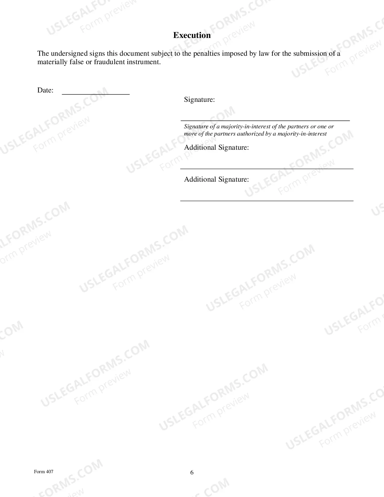 Preview Amendment To Registration of A Foreign Limited Liability Partnership