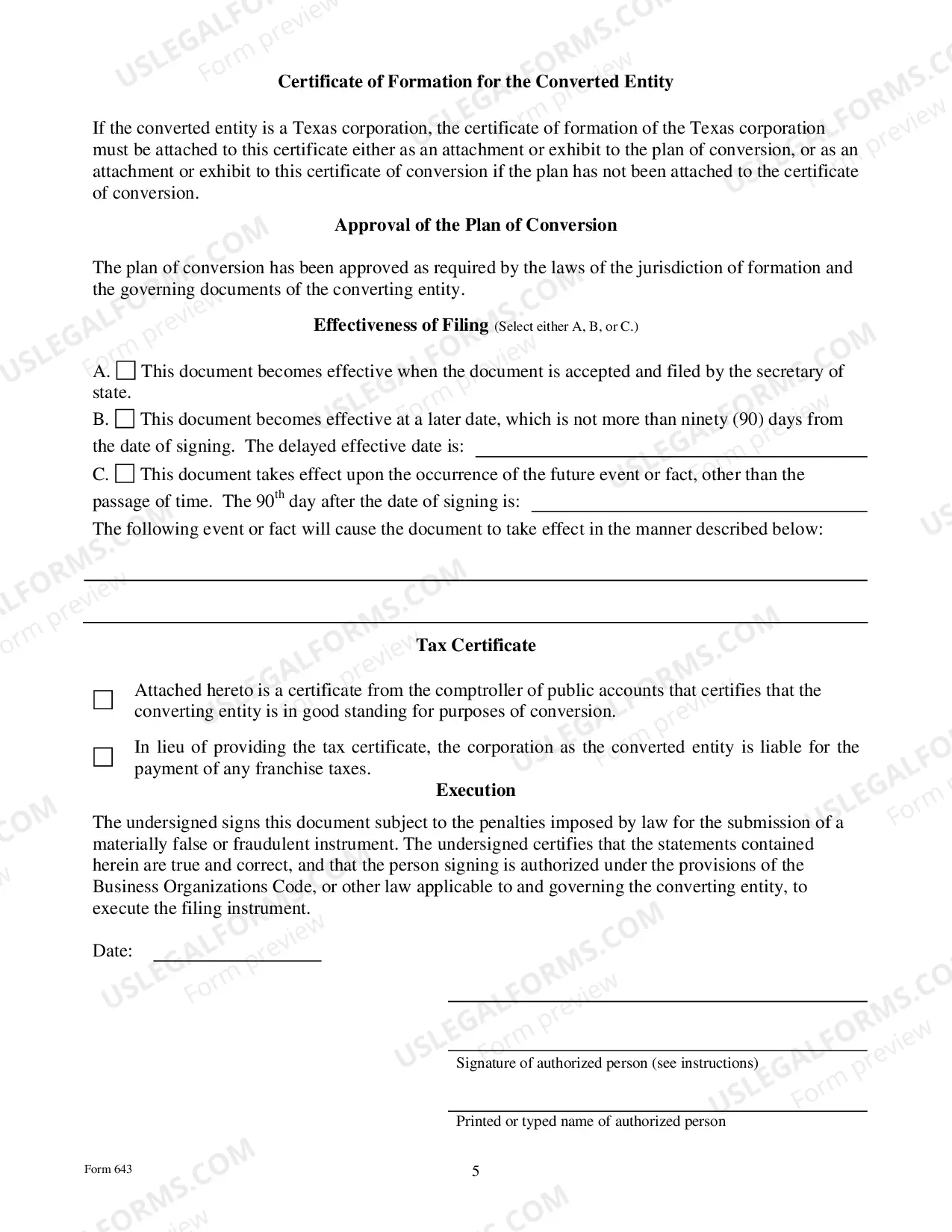 Preview Certificate of Conversion Of A Limited Partnership Converting To A Corporation