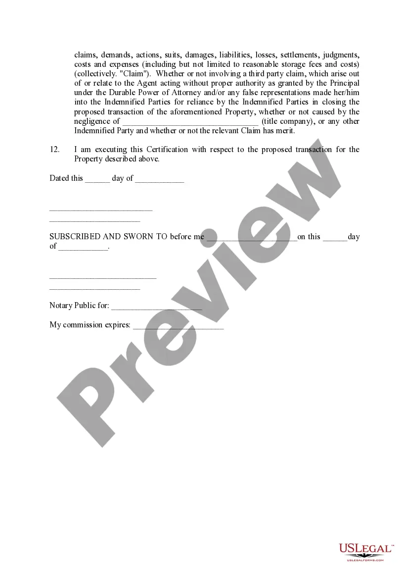 Get Certification of Durable Power of Attorney Preview Certification of Durable Power of Attorney