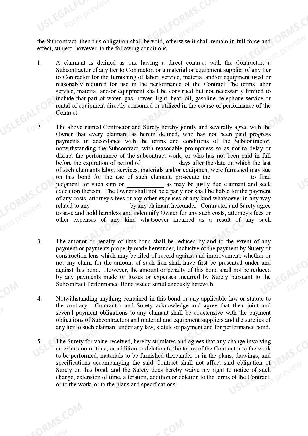 Preview Contractor Labor and Material Payment BondBond