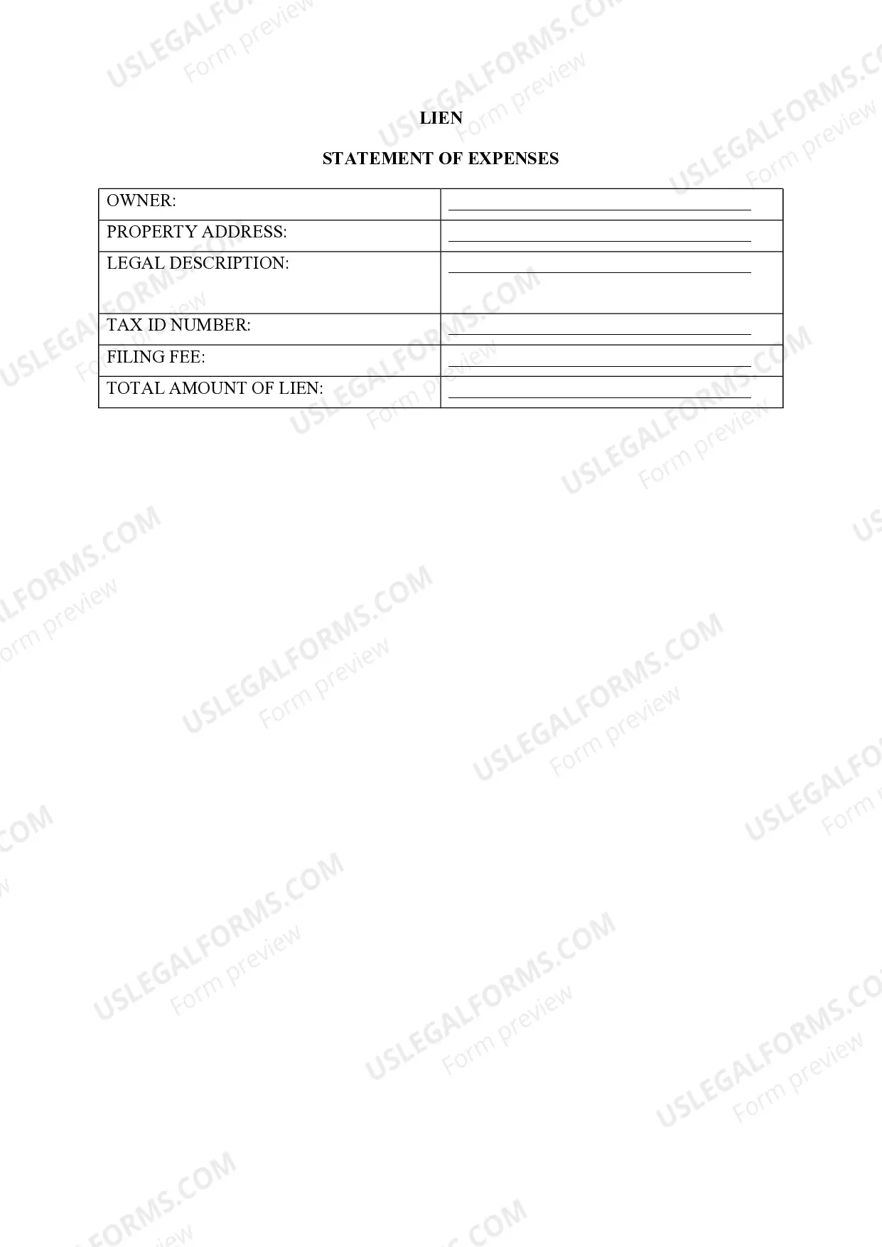 Preview Lien -Property