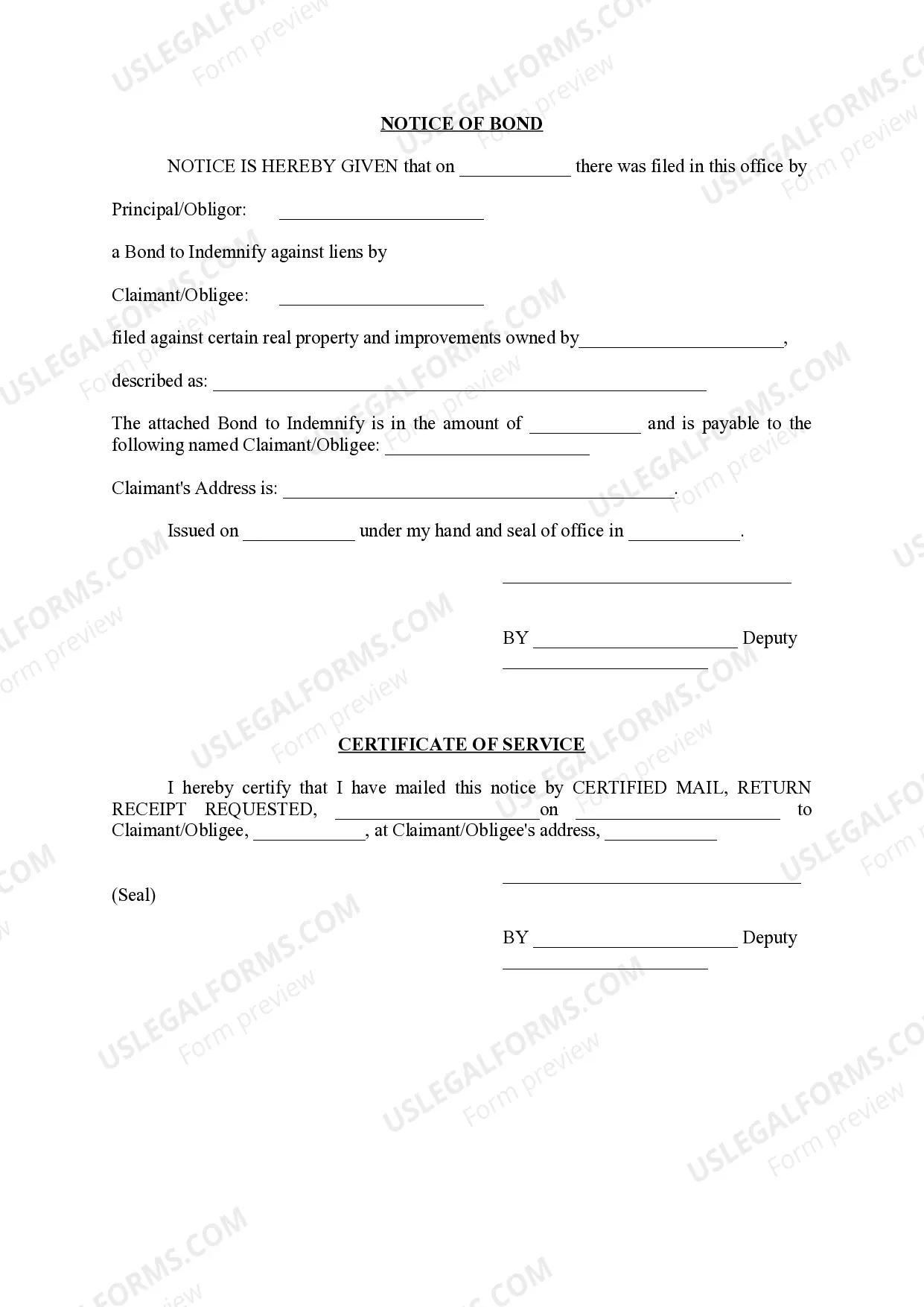 Preview Release of Lien Bond