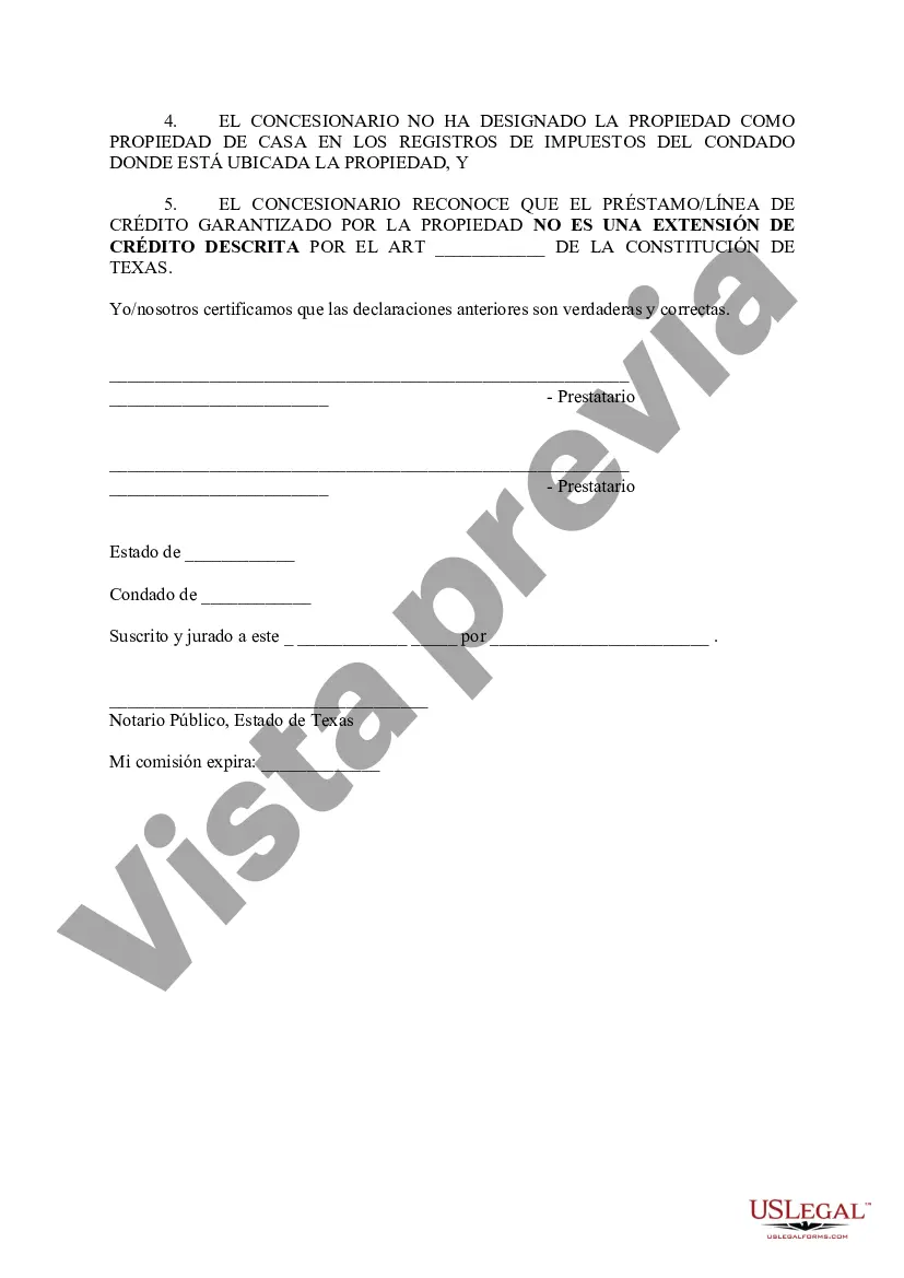 Preview Declaración jurada de impuestos Designación de otra propiedad como propiedad familiar
