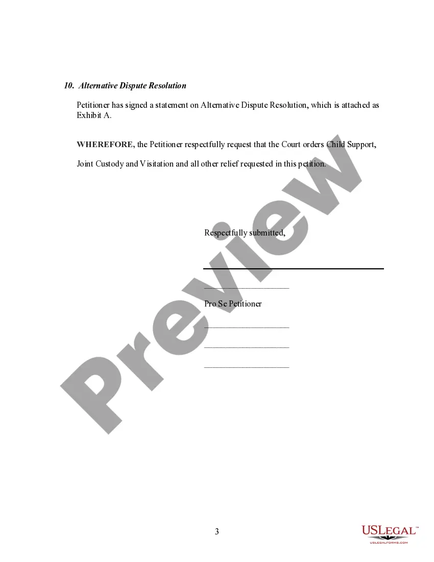 Preview Petition to Establish Parent Child Relationship