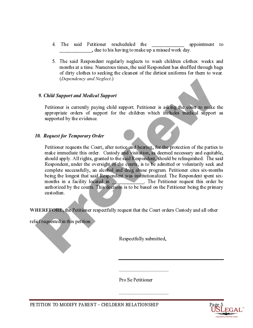 Get Petition to Modify Parent Child Relationship and Custody Preview Petition to Modify Parent Child Relationship and Custody