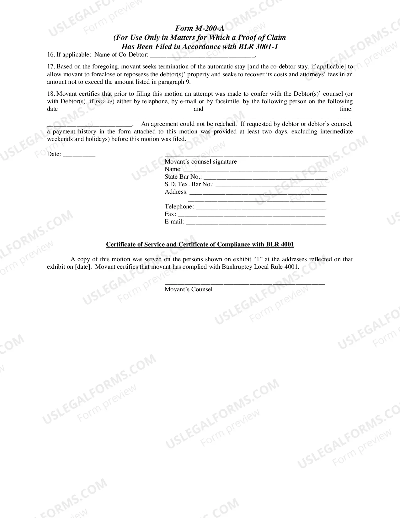 Preview Motion For Relief From The Stay Regarding Exempt Property (Houston)