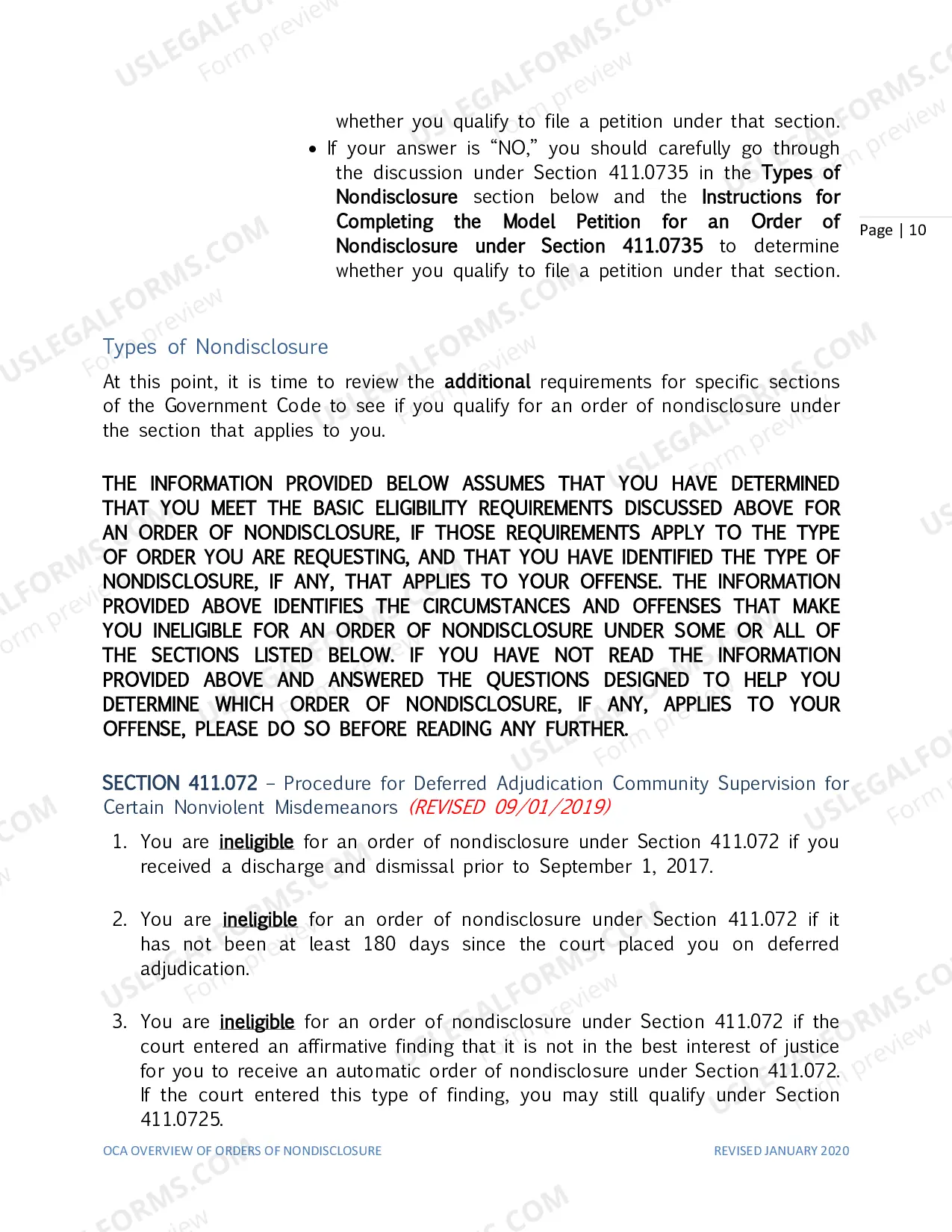 Preview Overview for Nondisclosure