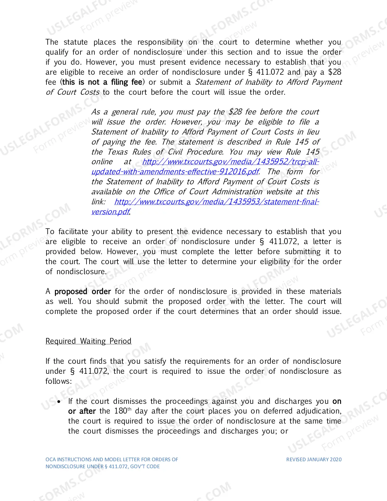 Preview Instructions for Nondisclosure
