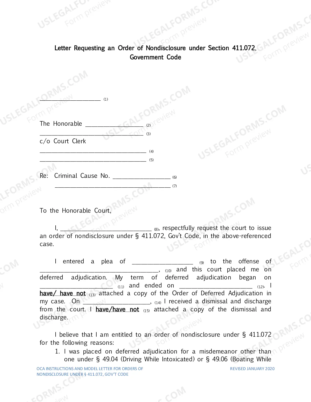 Preview Instructions for Nondisclosure