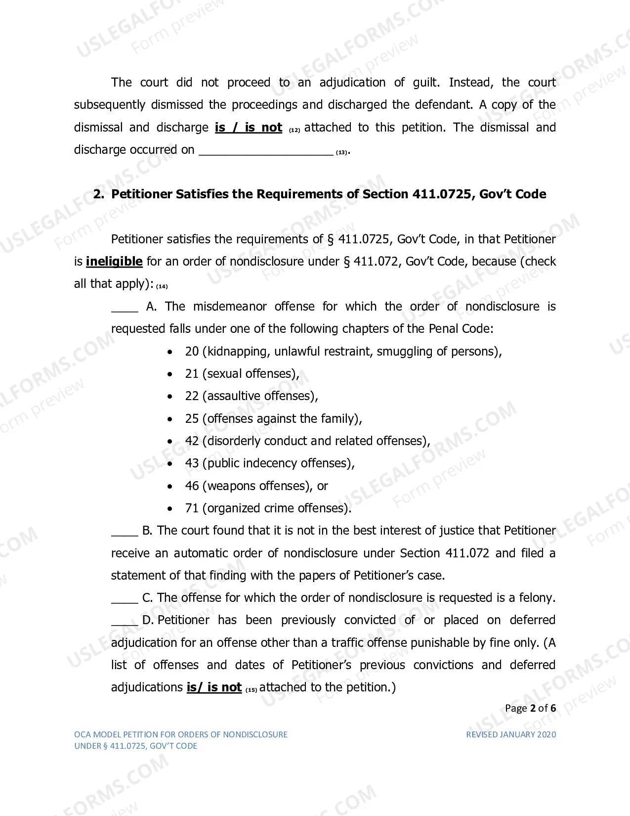 Preview Model Petition for Nondisclosure
