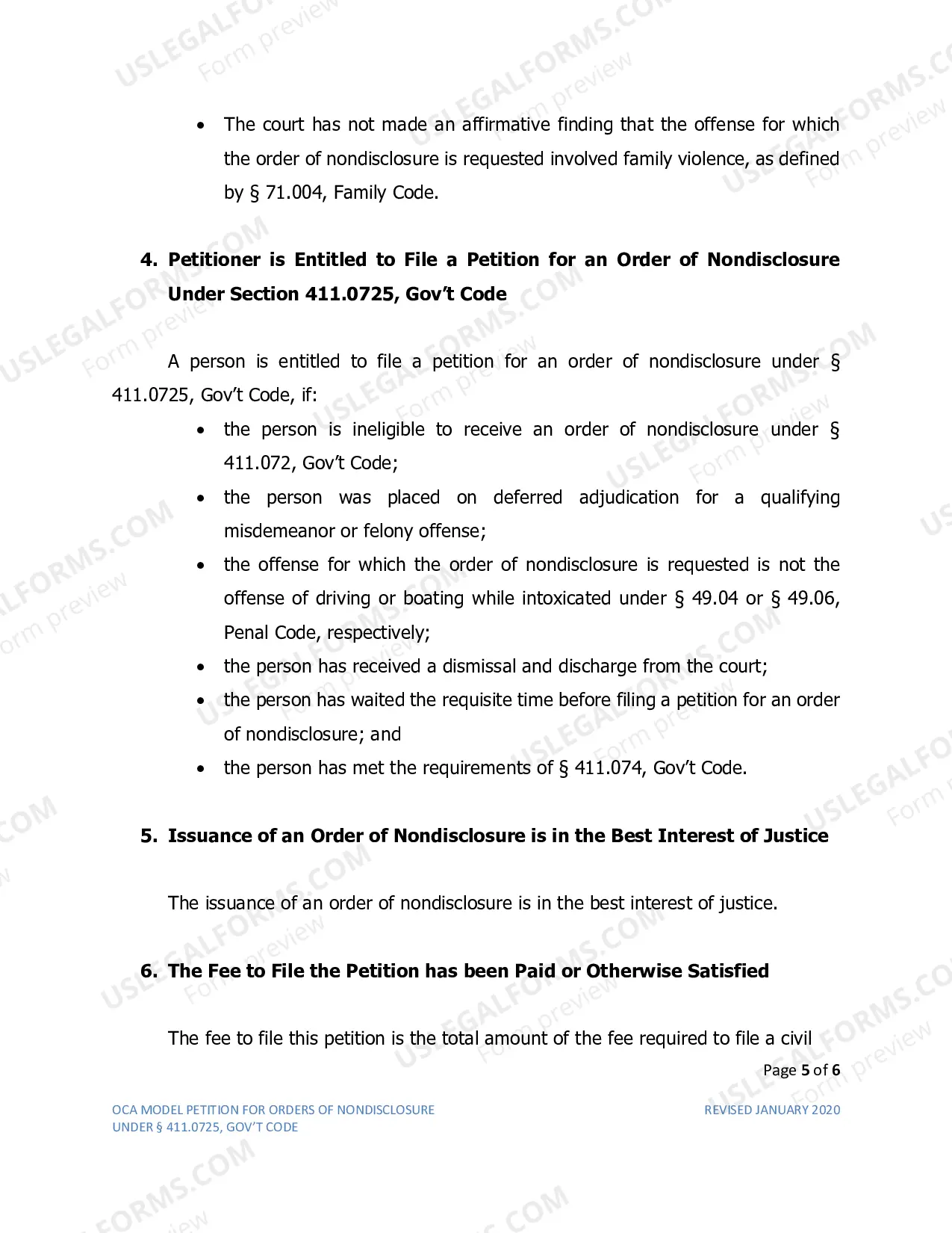 Preview Model Petition for Nondisclosure