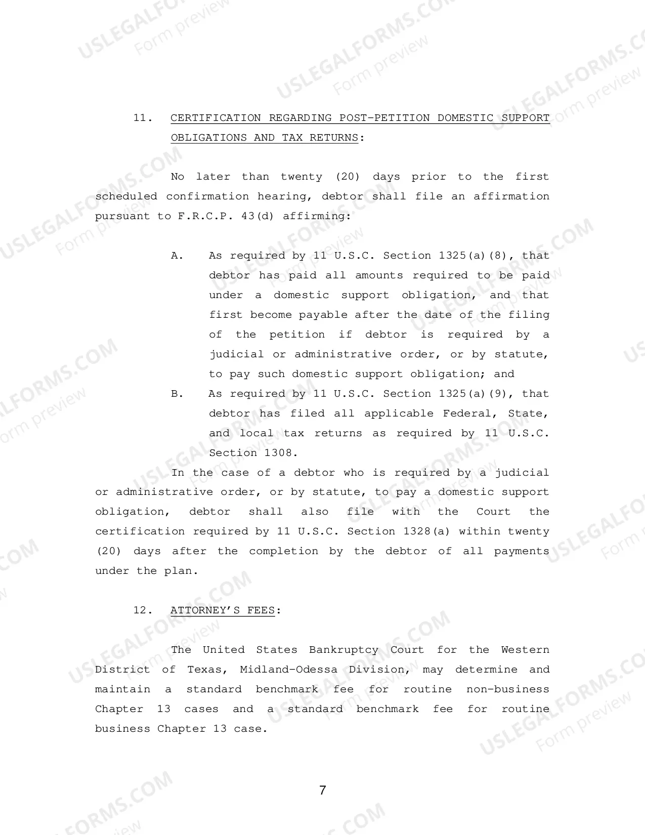 Preview Debtor(s) Chapter 13 Plan (Midland-Odessa)