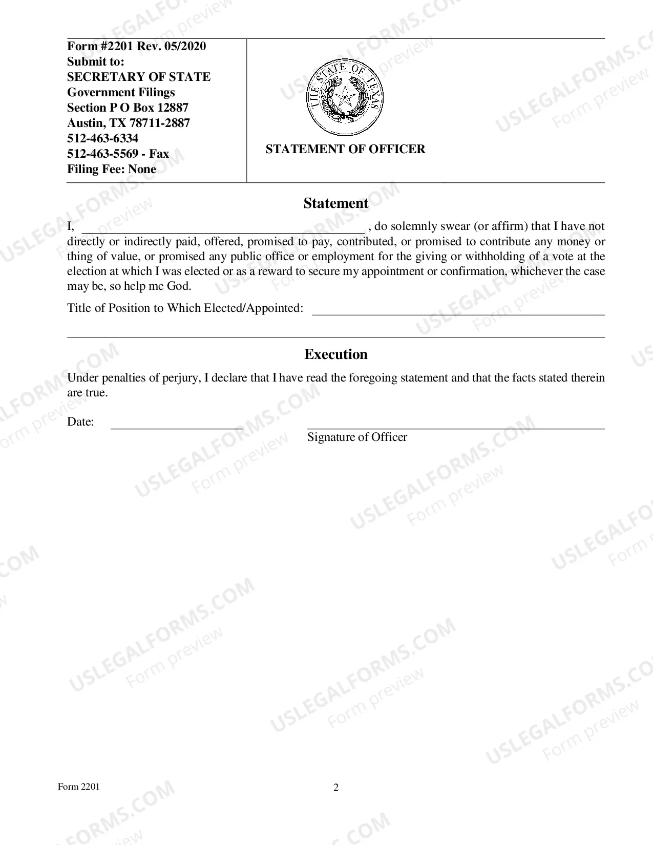 Preview Statement of Officer