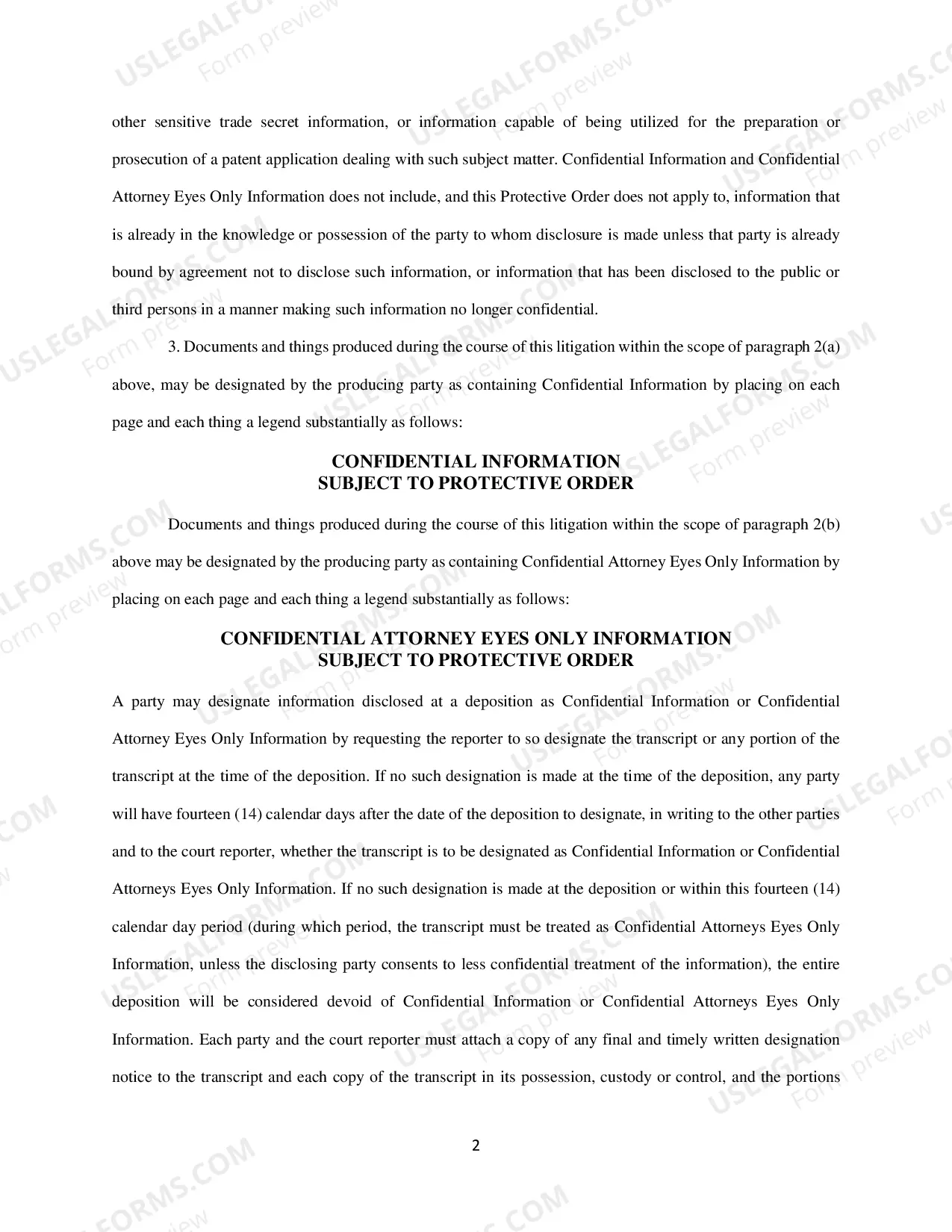 Preview Protective Order (Appendix A to Miscellaneous Order No. 62)