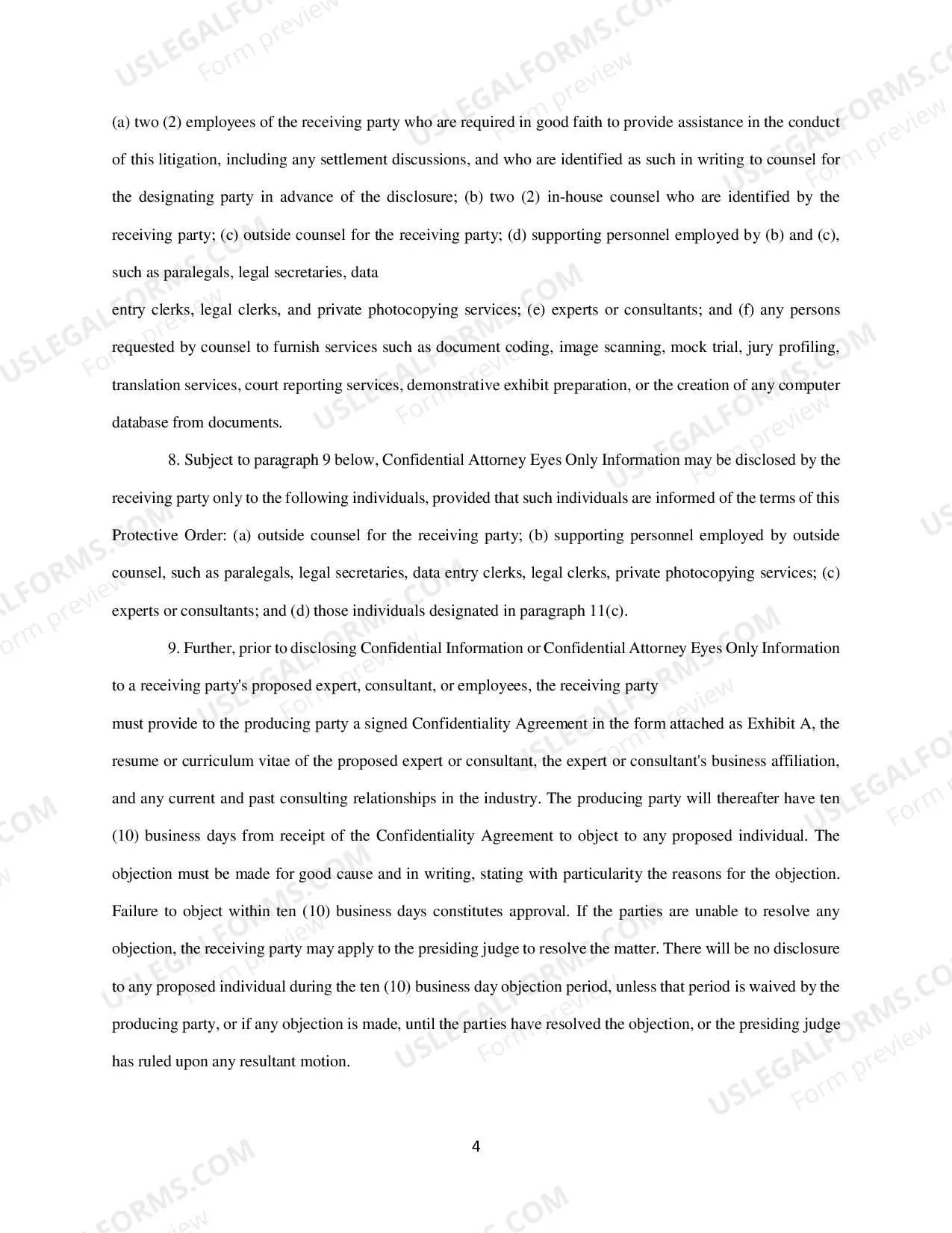 Preview Protective Order (Appendix A to Miscellaneous Order No. 62)