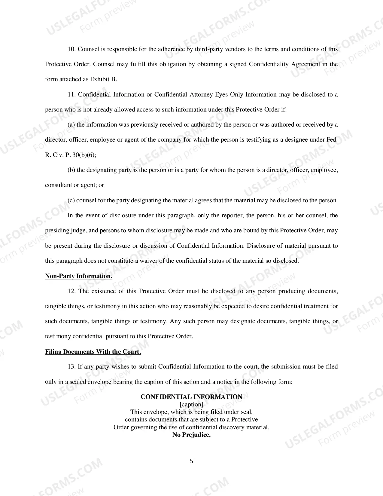 Preview Protective Order (Appendix A to Miscellaneous Order No. 62)