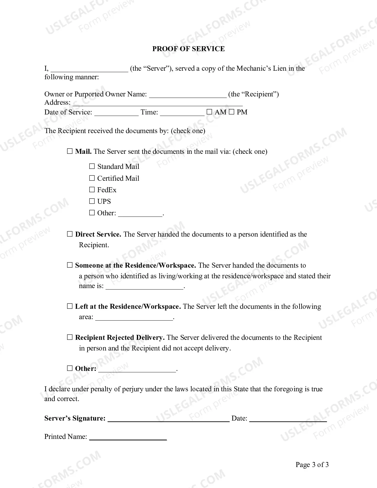 Preview Texas Mechanic's Lien