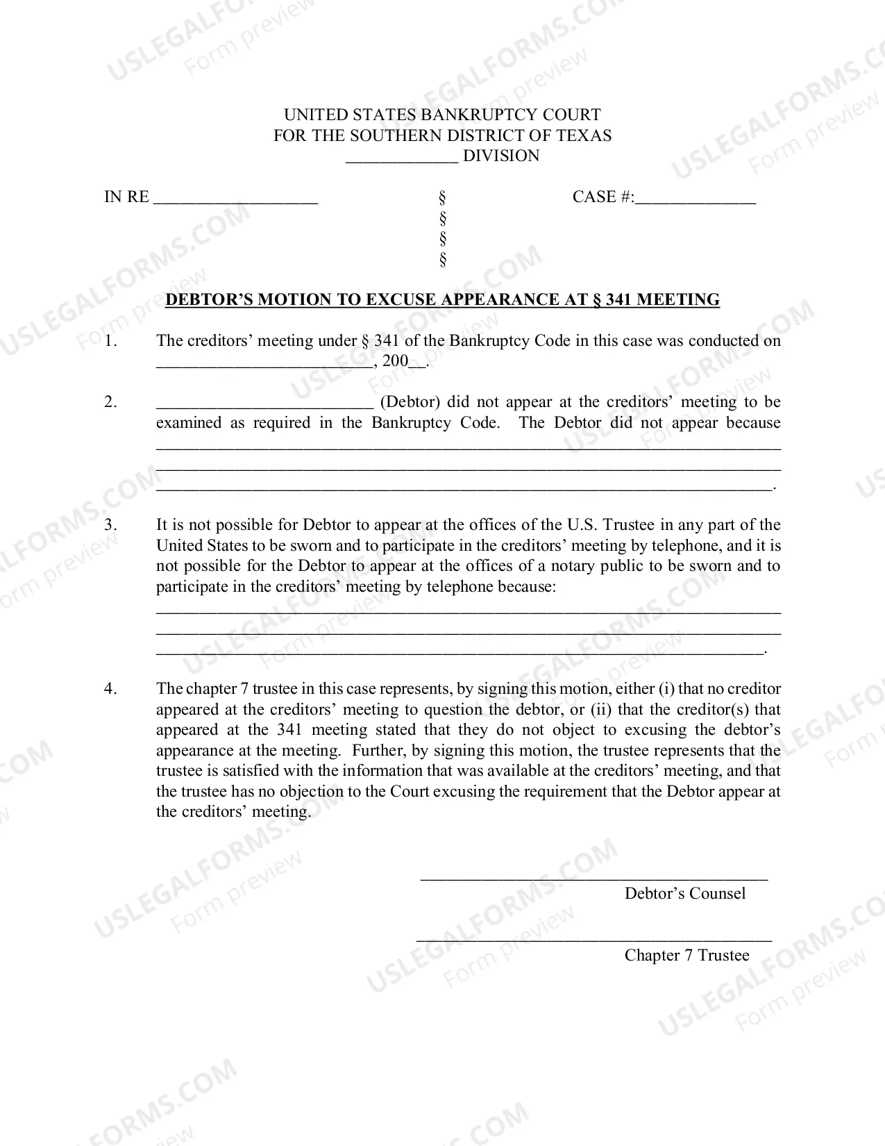 Preview Procedures for Obtaining Relief from Requirement to Attend 341 Meeting of Creditors