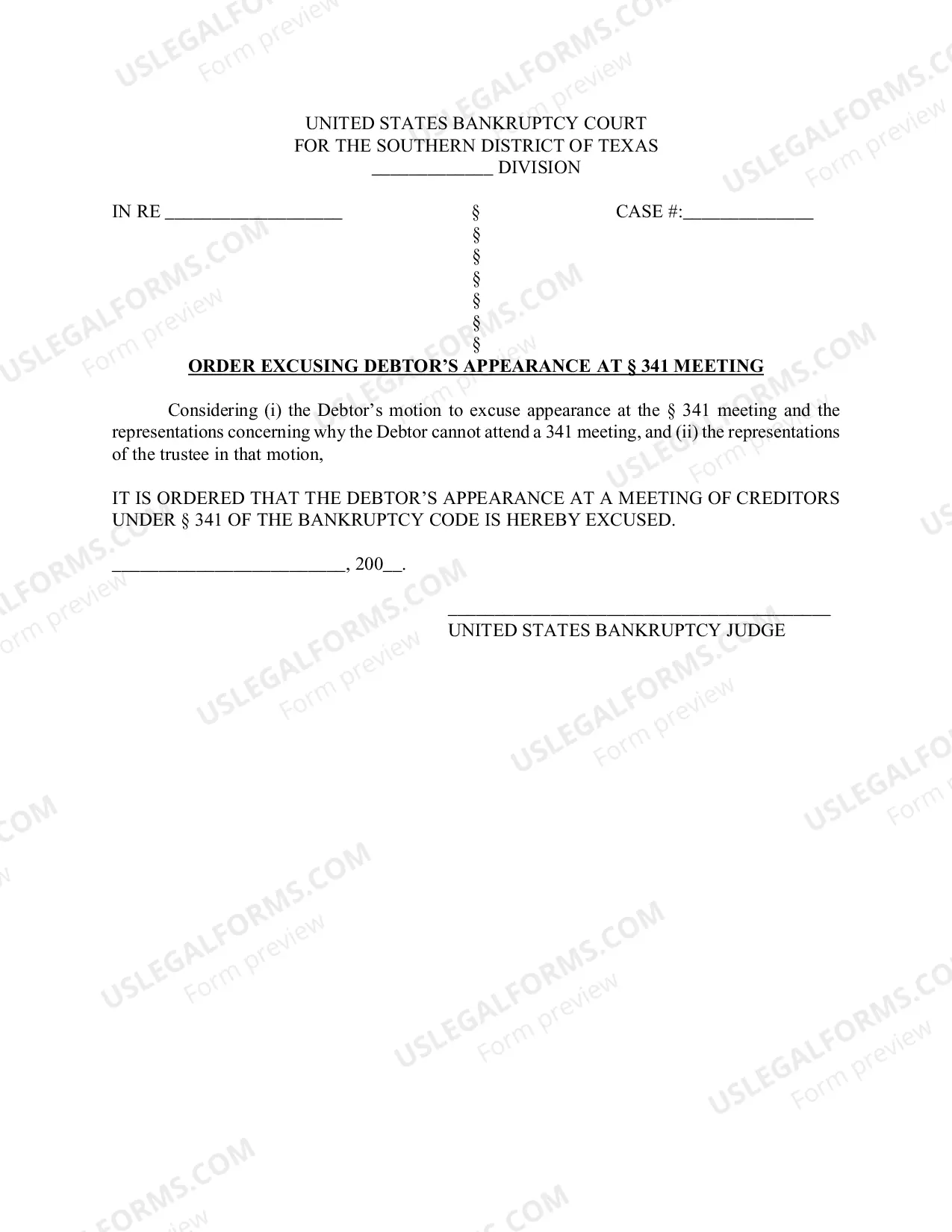 Preview Procedures for Obtaining Relief from Requirement to Attend 341 Meeting of Creditors