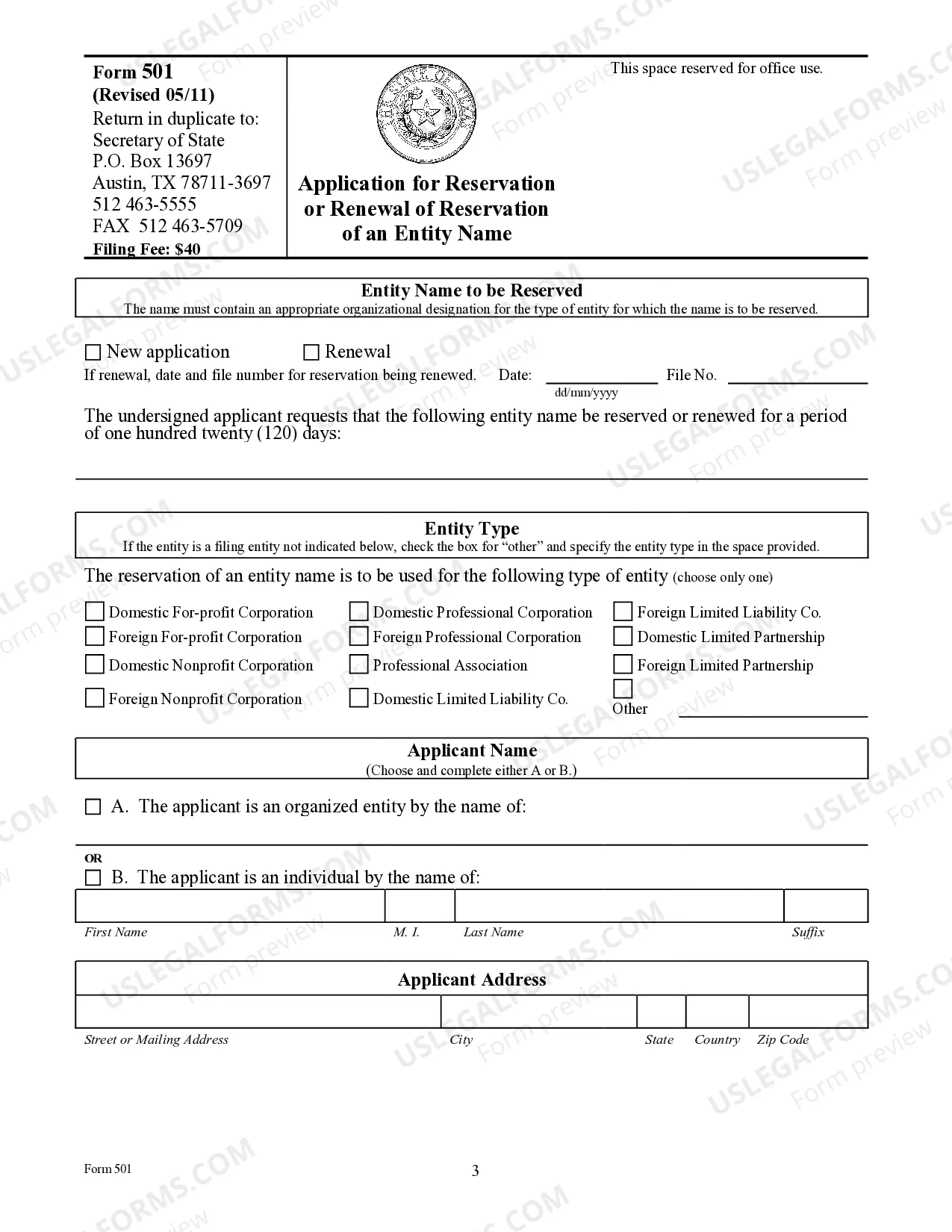 Preview Application for Name Reservation
