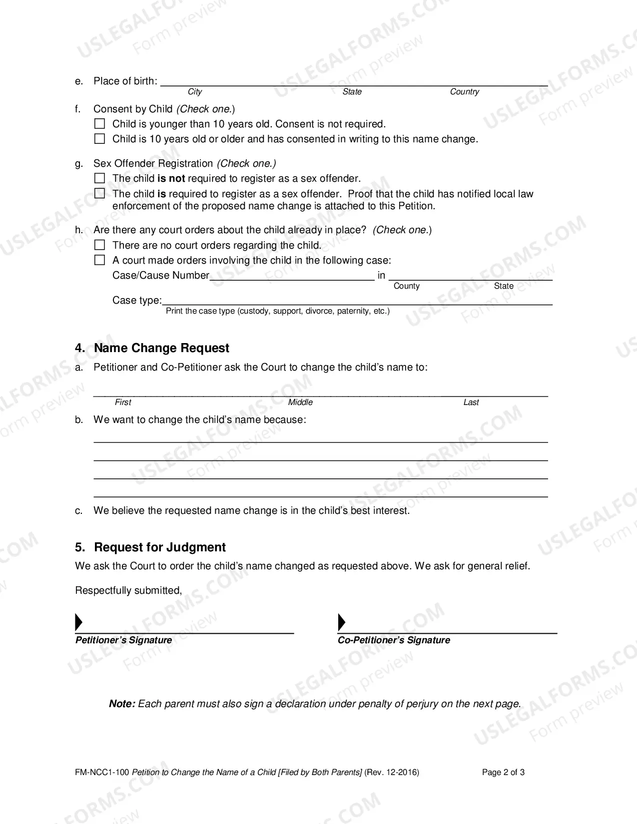 Preview Petition to Change the Name of a Child or Children - Both Parents Agree