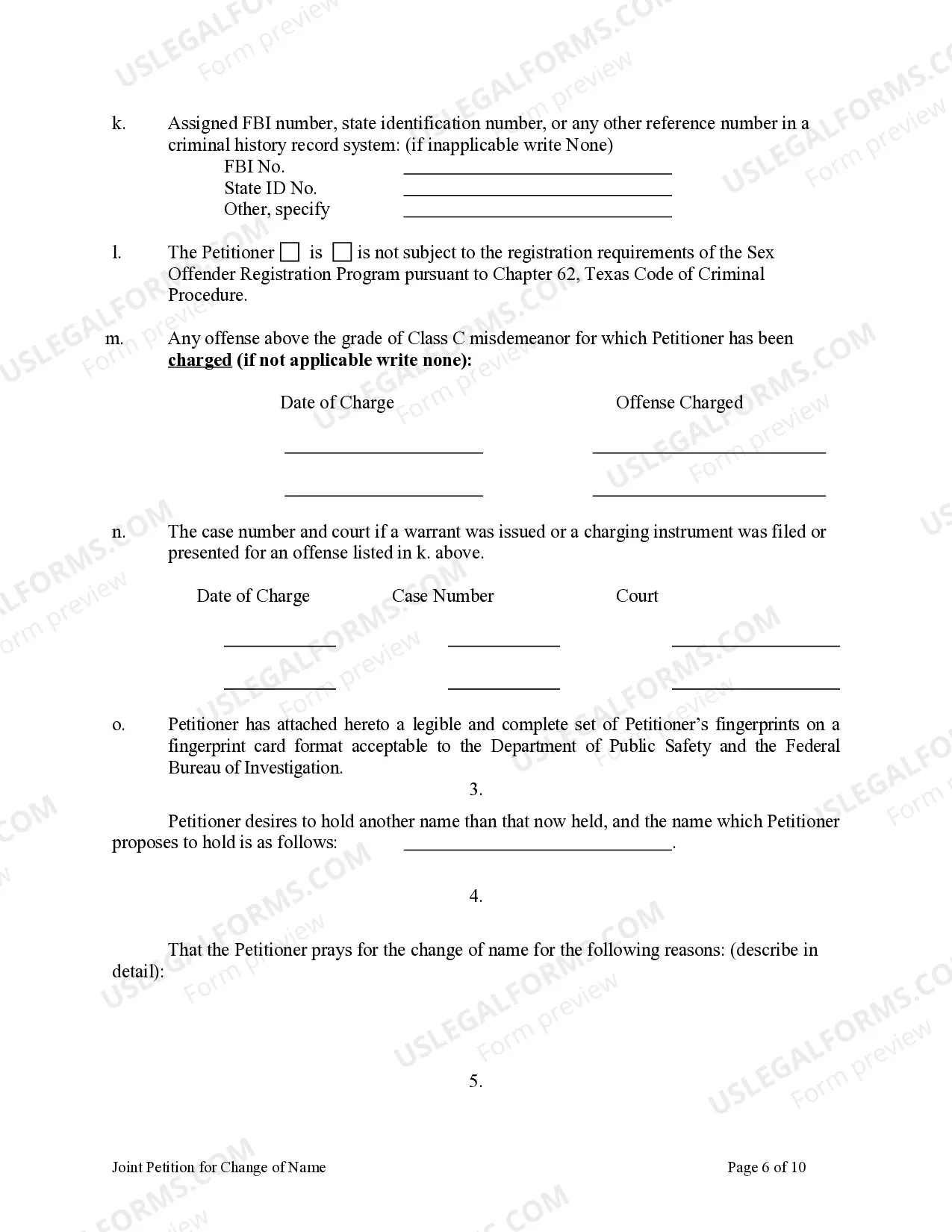 Preview Petition for Change of Name for Family