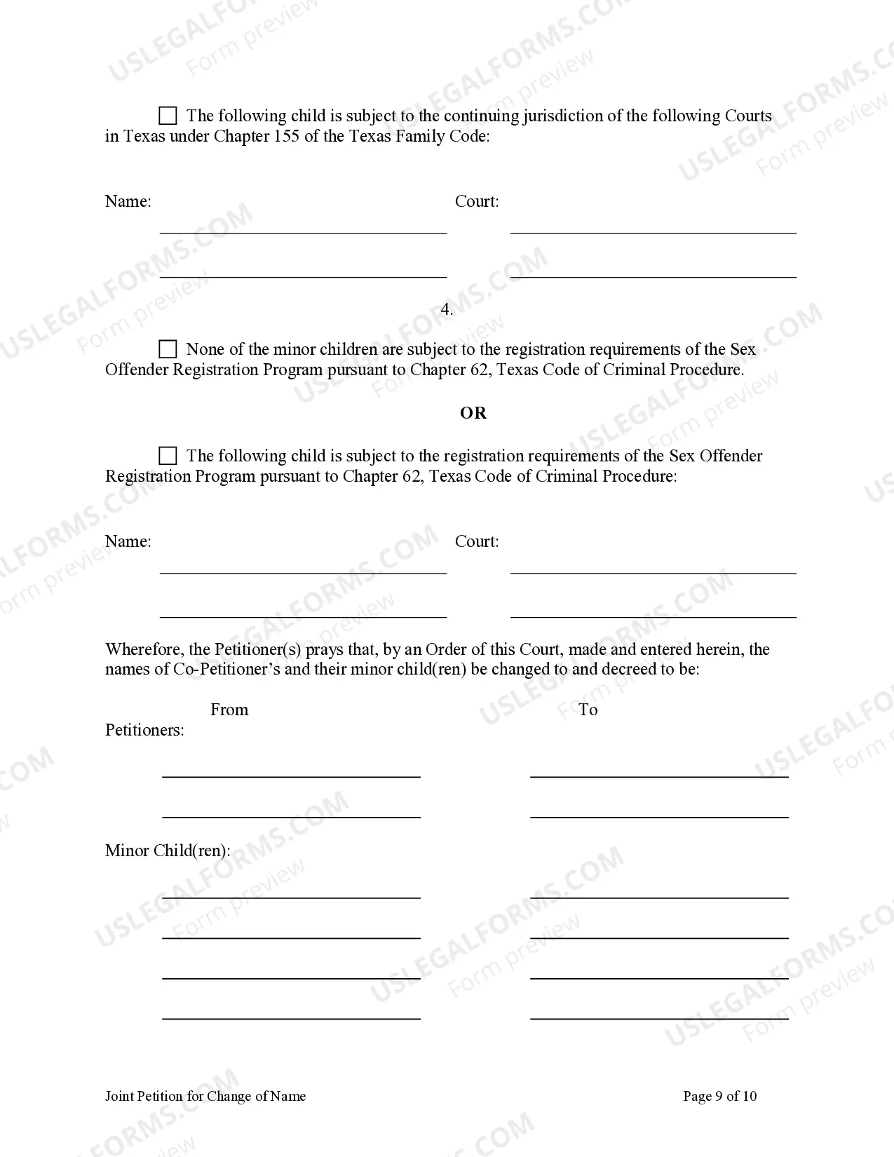 Preview Petition for Change of Name for Family