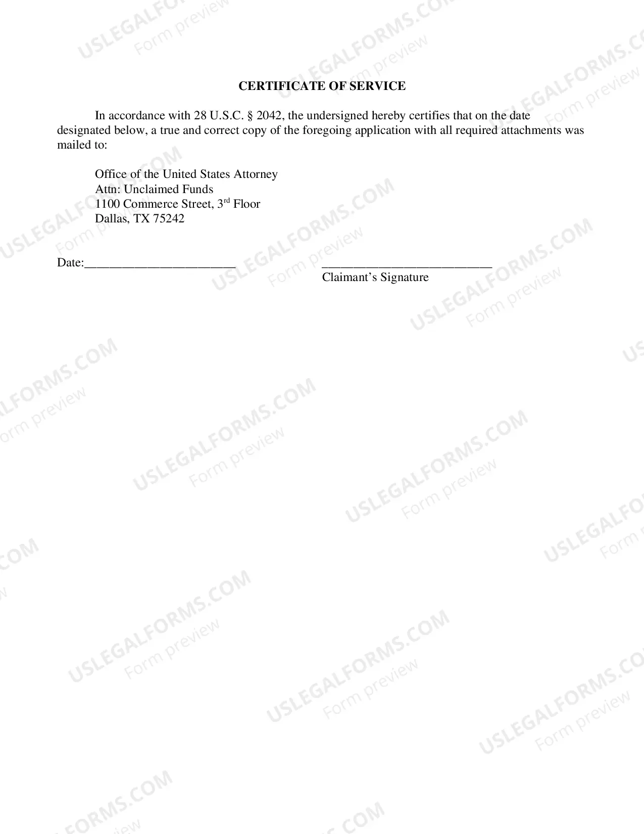 Preview Application For Payment of Unclaimed Funds
