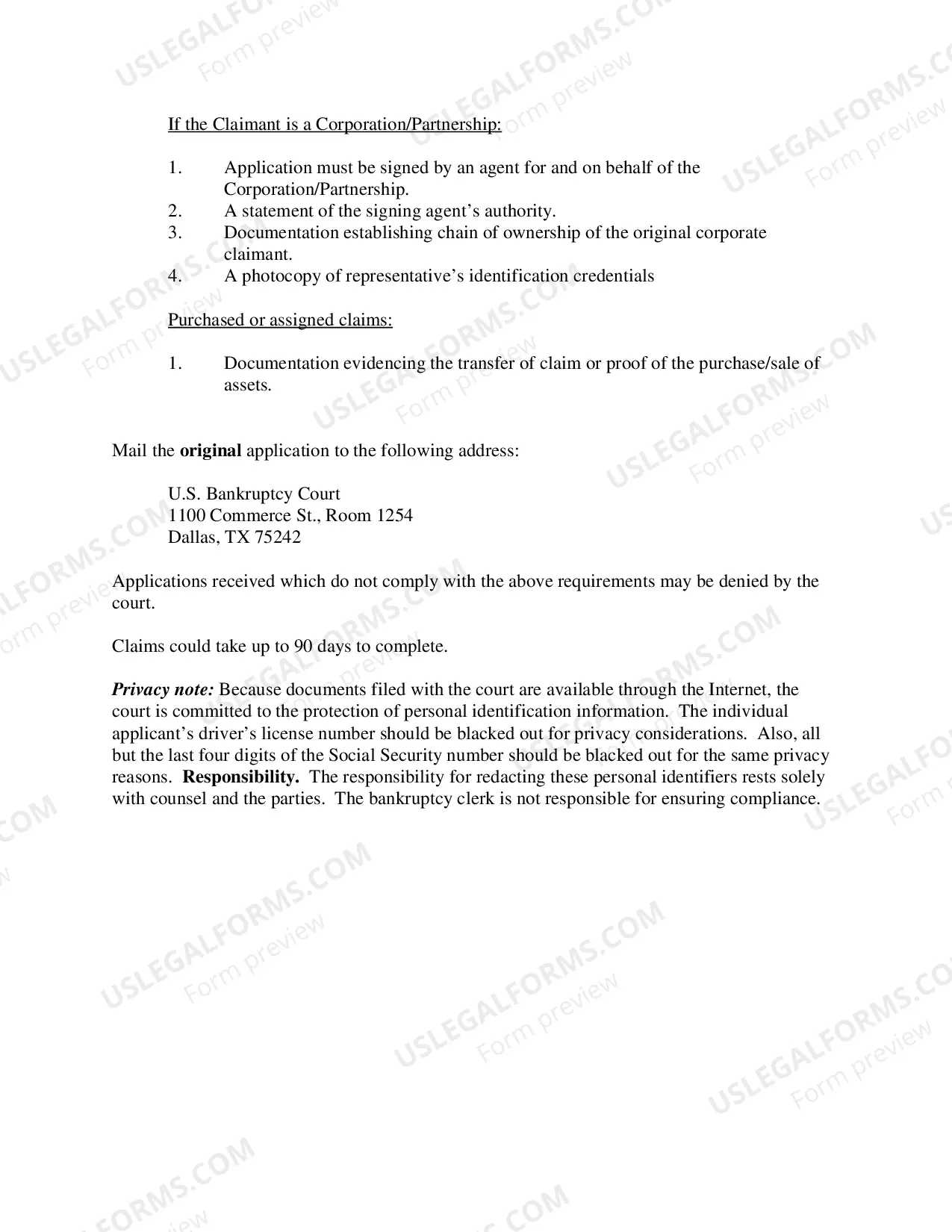 Preview Application For Payment of Unclaimed Funds