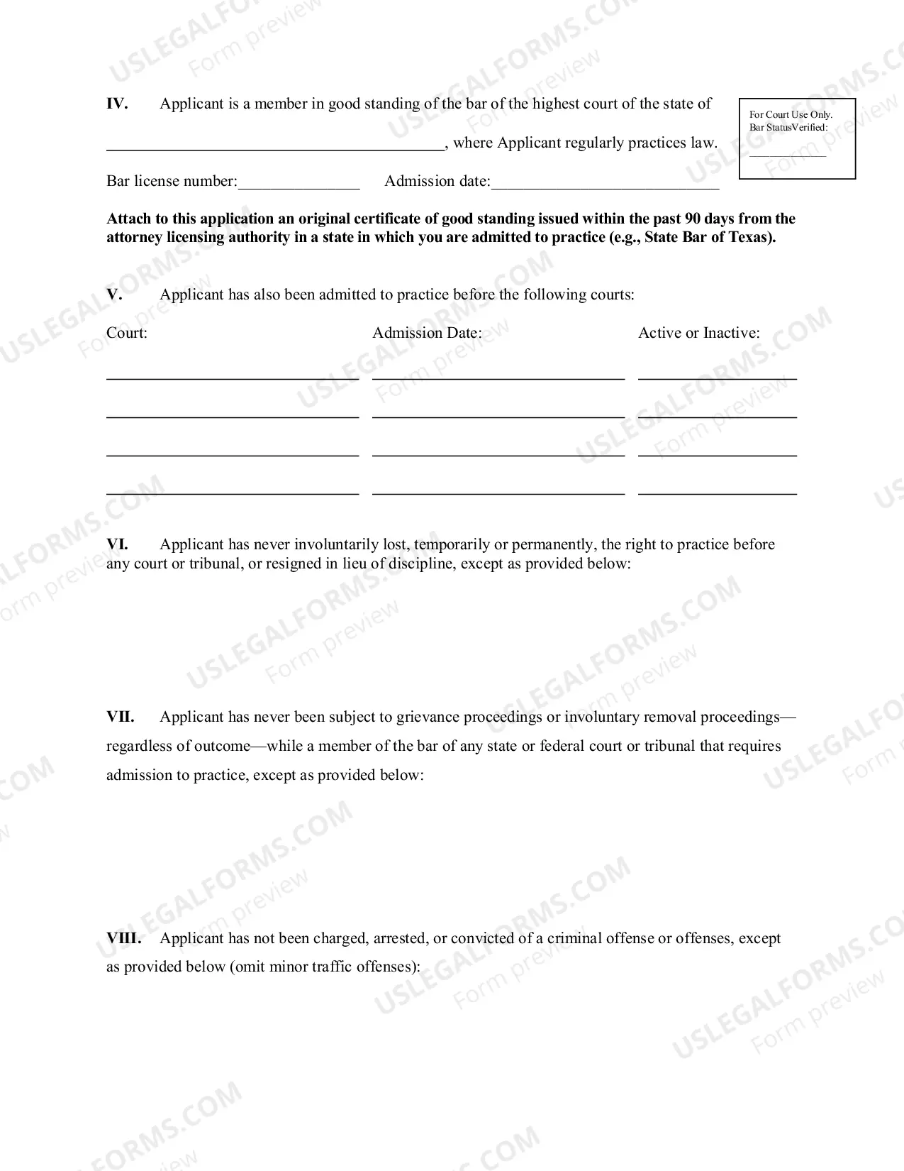 Preview Application For Admission Pro Hac Vice