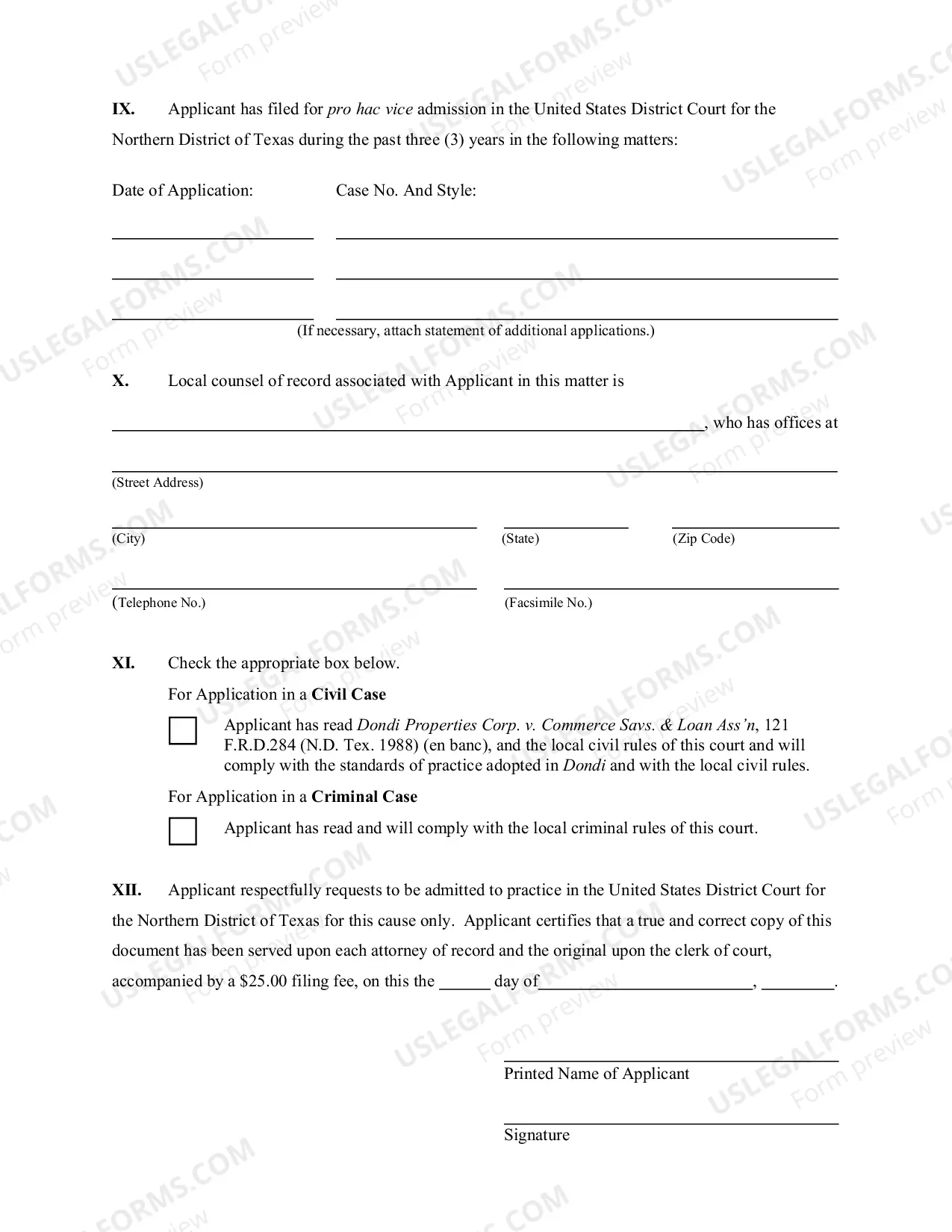 Preview Application For Admission Pro Hac Vice