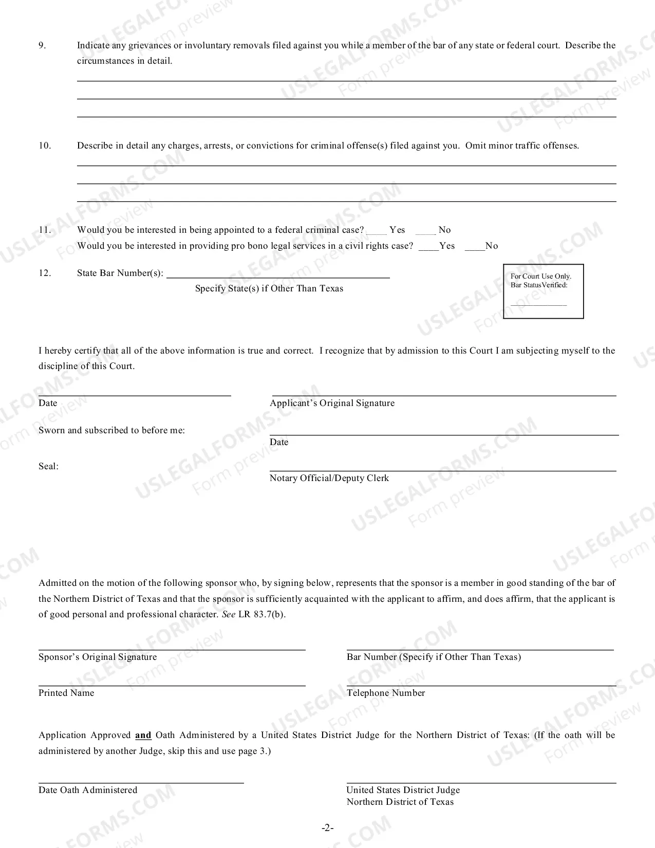 Preview Application For Admission To The Bar