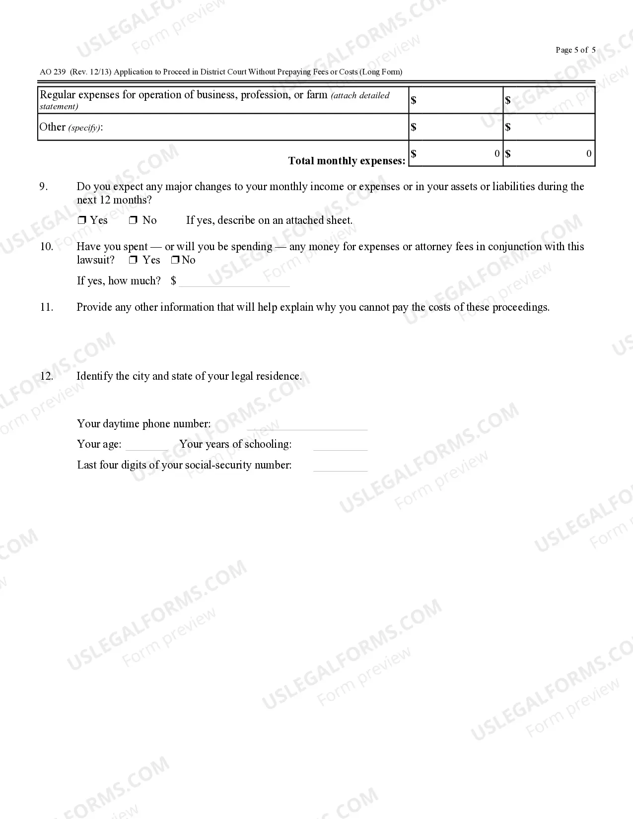 Preview Motion to Proceed In Forma Pauperis - Non-Prisoner