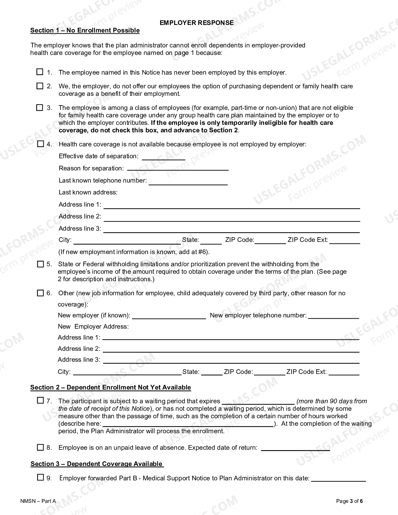 Preview National Medical Support Notice Part A