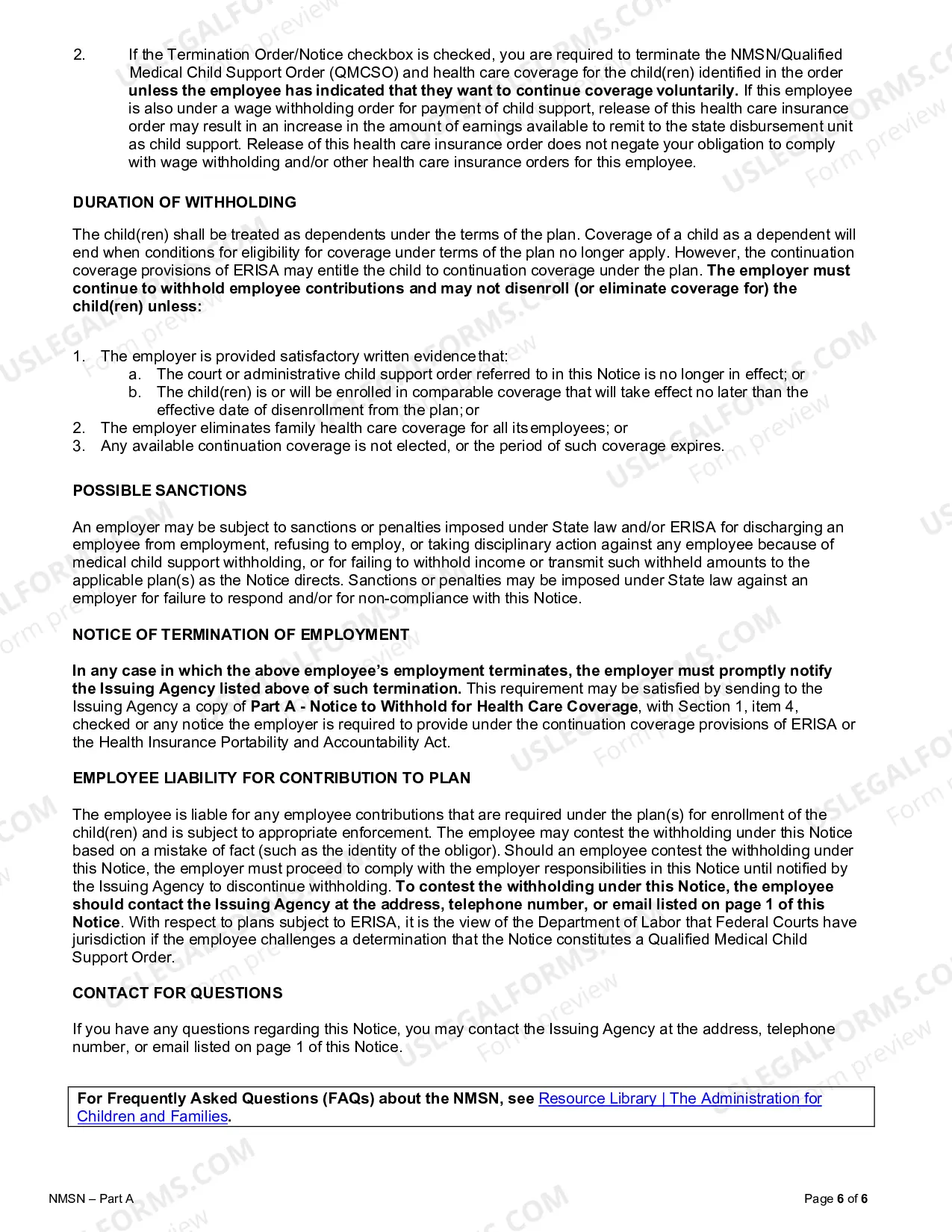 Preview National Medical Support Notice Part A