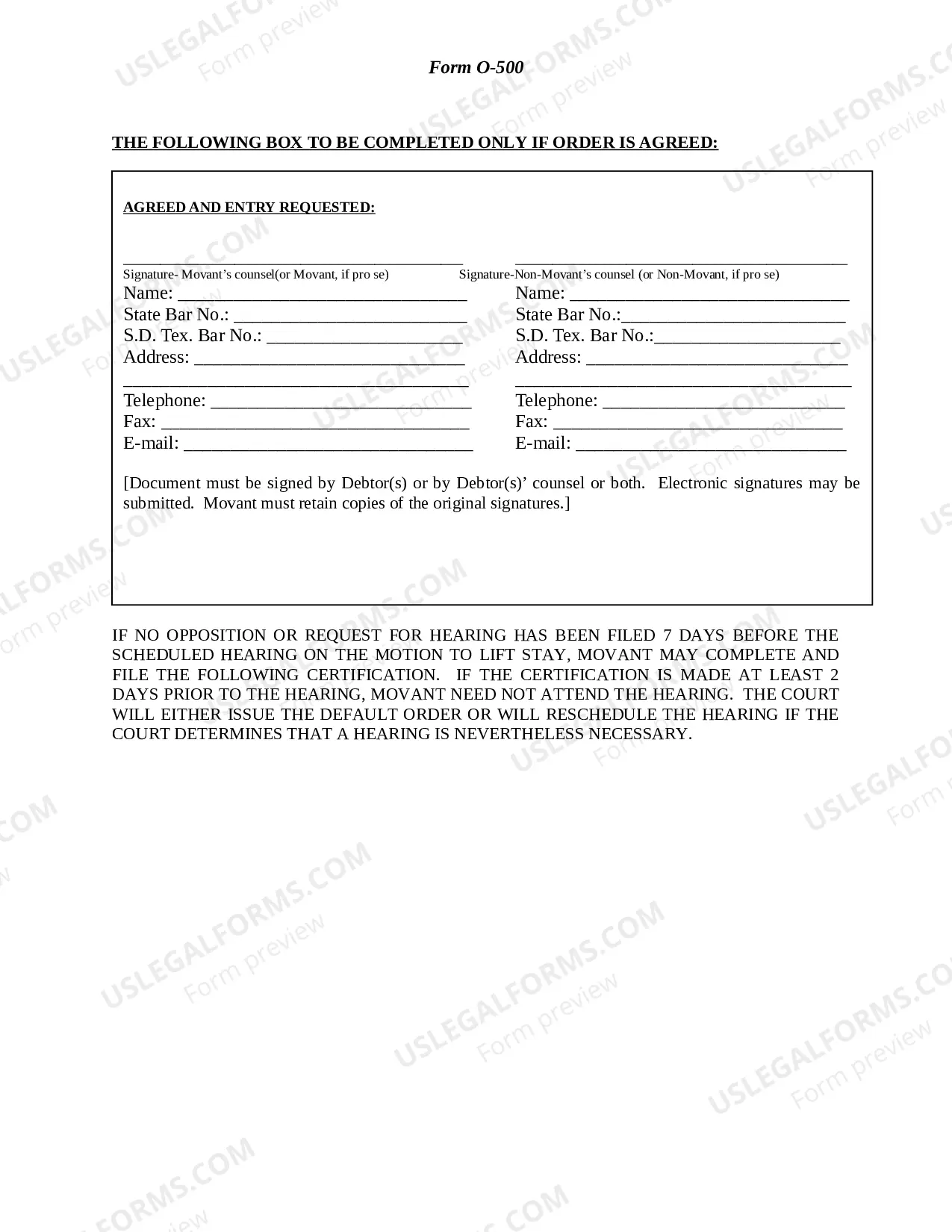 Preview Order Modifying Automatic Stay To Allow Prosecution of Divorce Proceeding (Houston)