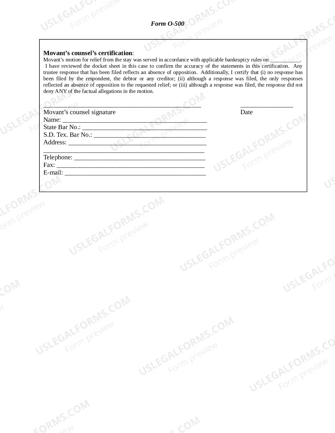 Preview Order Modifying Automatic Stay To Allow Prosecution of Divorce Proceeding (Houston)