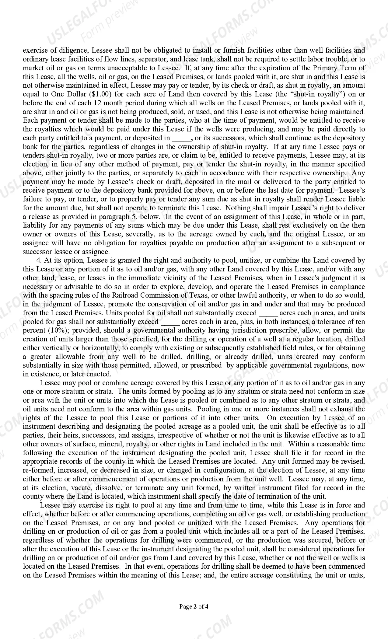 Preview Producers 88 (8/99) Paid Up Lease Pooling Provision