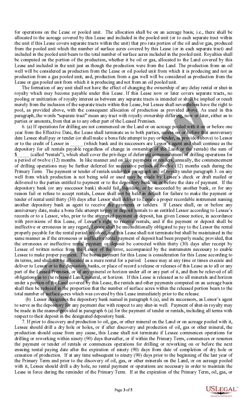 Preview Producers 88 (8/99) Rental Lease Pooling Shut-In Royalty Provision