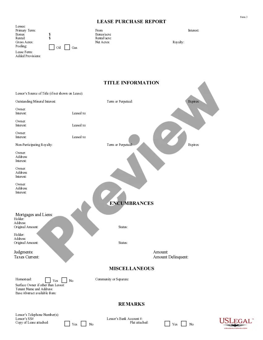 Preview Lease Purchase Report Form 3