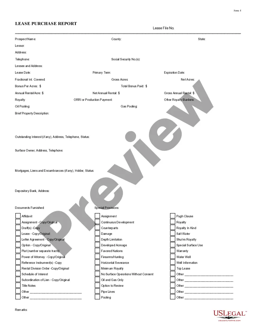 Preview Lease Purchase Report Form 4