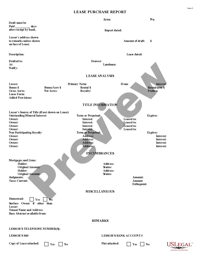 Preview Lease Purchase Report Form 5