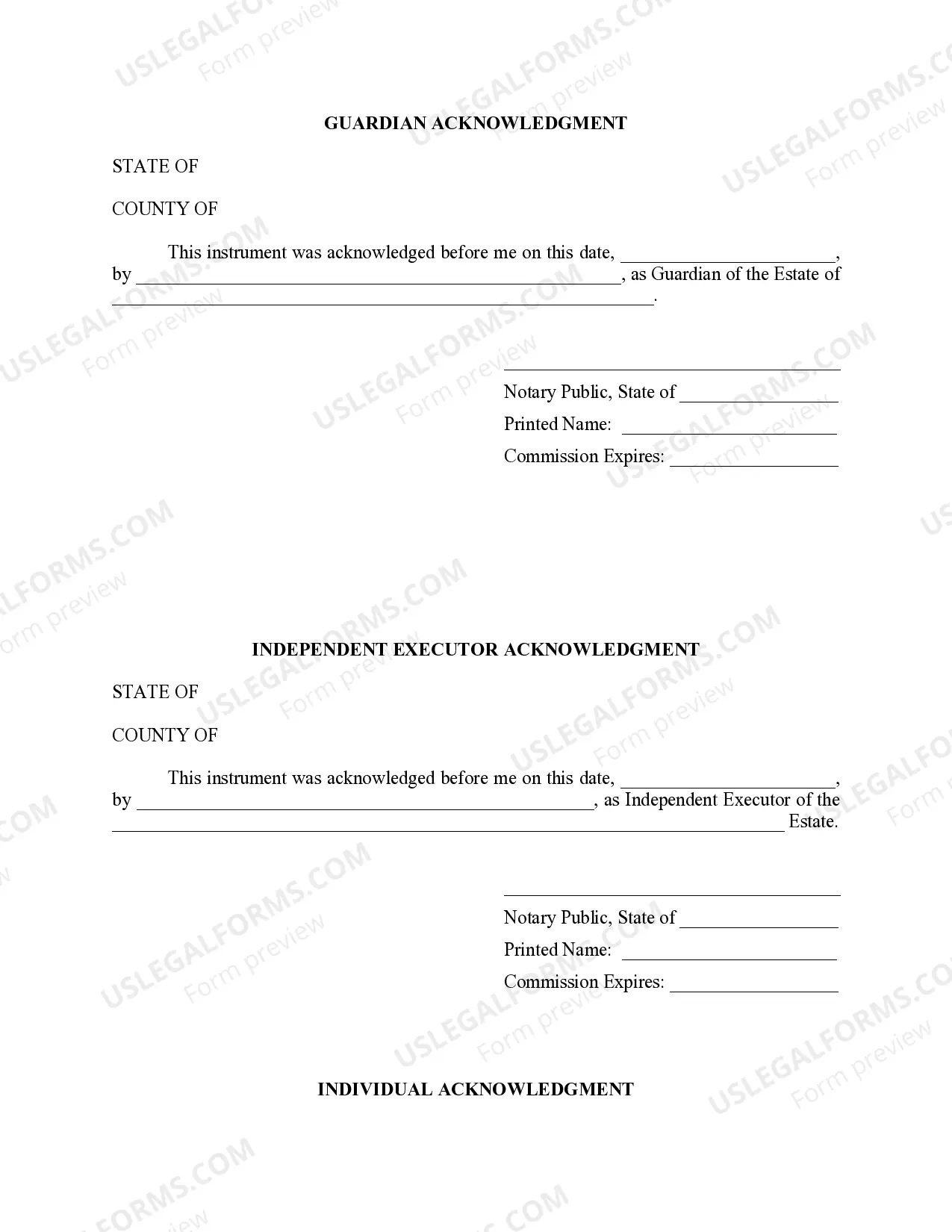 Preview Texas Oil and Gas Acknowledgment