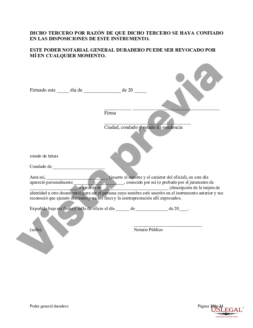 Preview Poder general duradero para la propiedad y las finanzas o efectivo financiero en caso de incapacidad