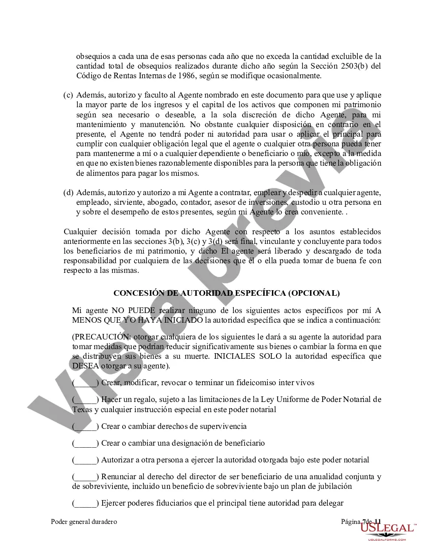 Preview Poder general duradero para la propiedad y las finanzas o efectivo financiero en caso de incapacidad