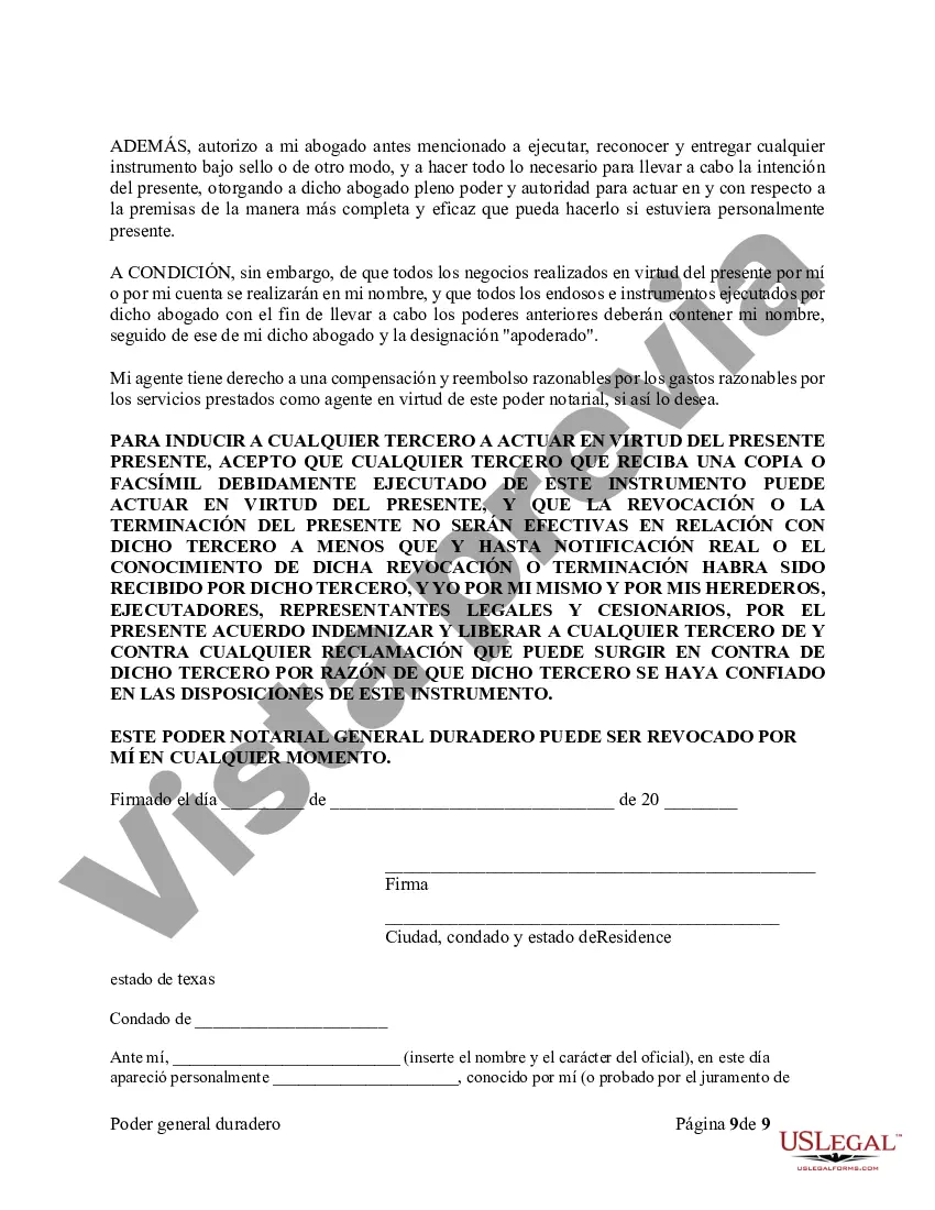 Preview Poder General Duradero para Bienes y Finanzas o Financiero Efectivo Inmediatamente