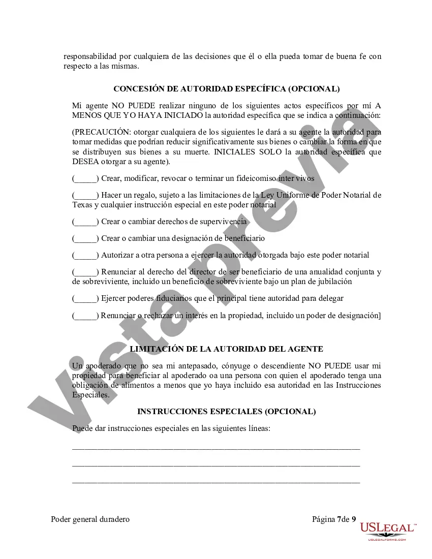 Preview Poder General Duradero para Bienes y Finanzas o Financiero Efectivo Inmediatamente